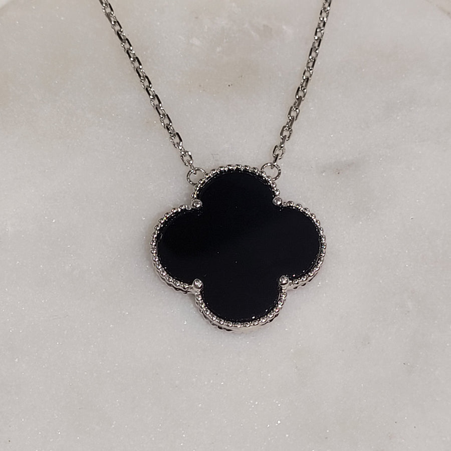 Large Black Onyx Clover necklace