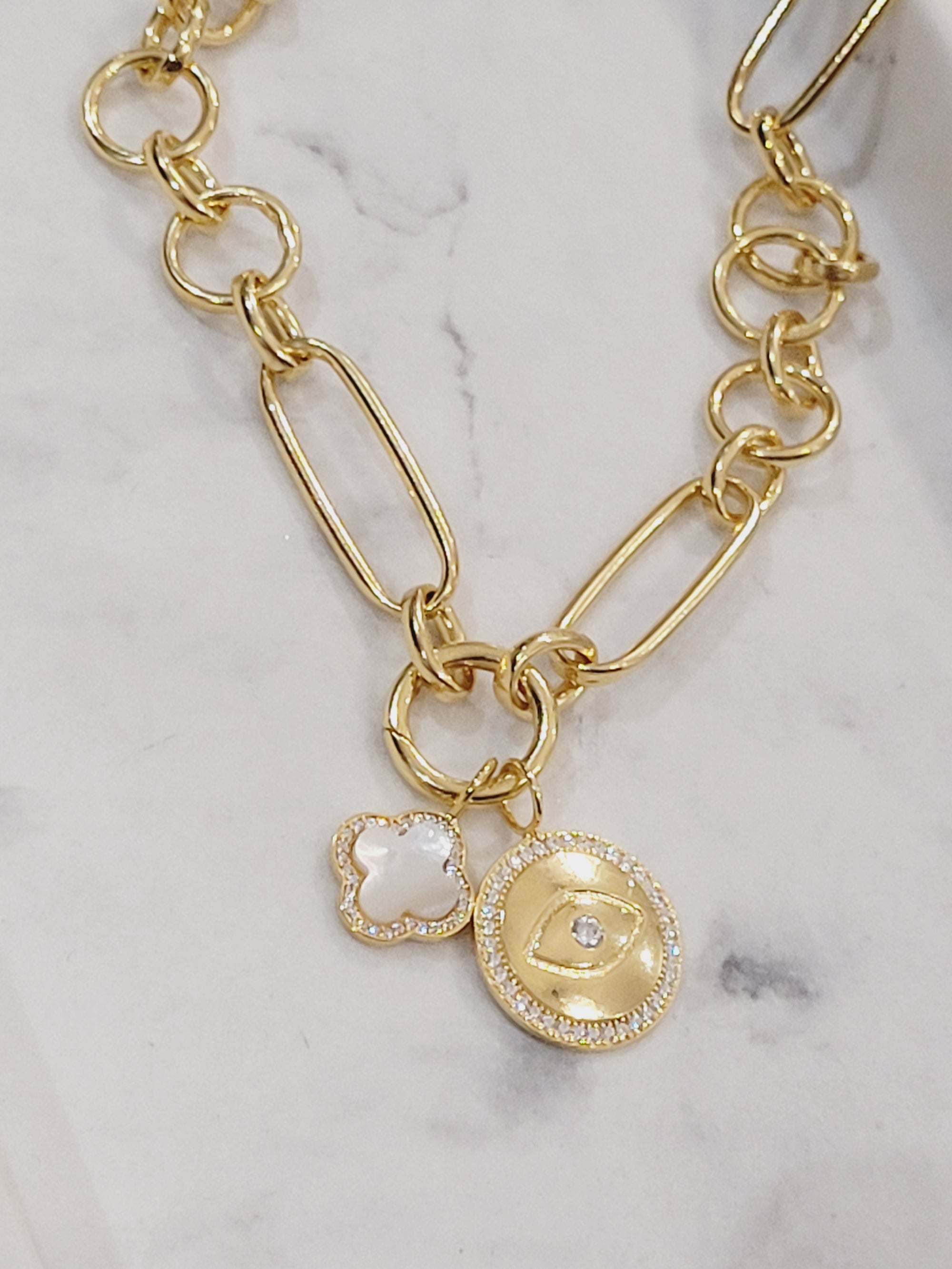 Mini Mother of Pearl Clover Charm