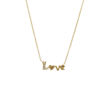14kt Yellow gold Diamond Love Necklace
