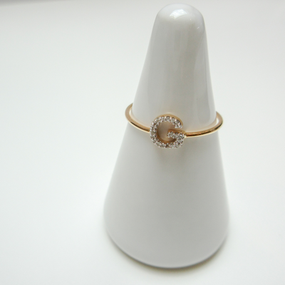 10kt Gold Mini Diamond Initial Ring