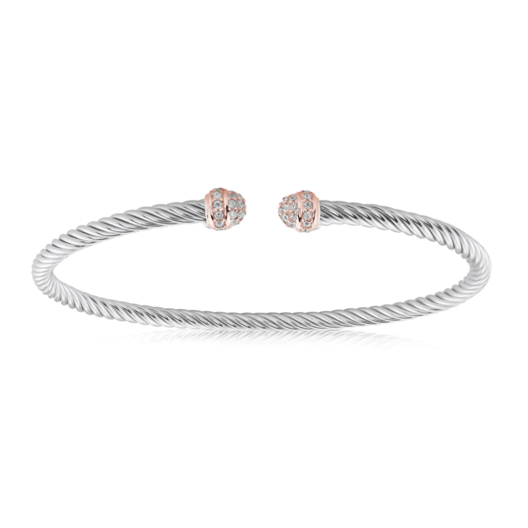 Miss Mimi Pave Mini Twist Bangle with CZ edges