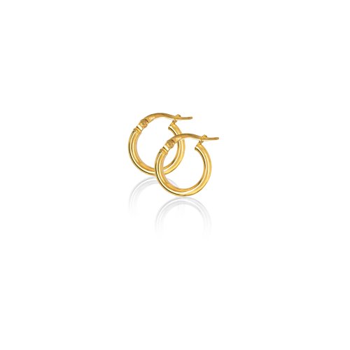 10kt Yellow Gold Tube Hoop Earrings 2mm x 14mm