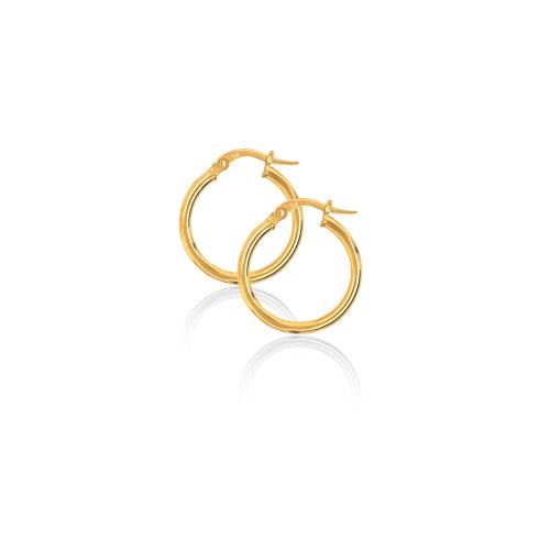 10kt Yellow Gold Tube Hoop Earrings 2mm x19mm