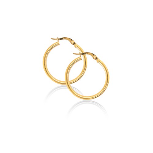 10kt Yellow Gold Tube Hoop Earrings 2mm x 24mm