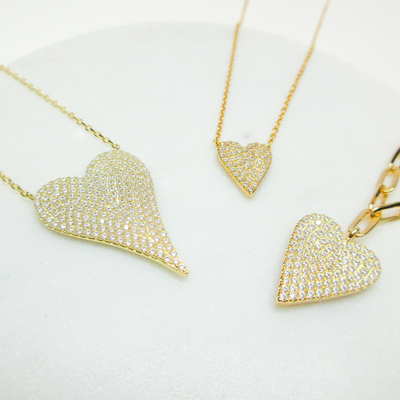 Miss Mimi Sharp Pave Heart on Chain - Gold/Silver