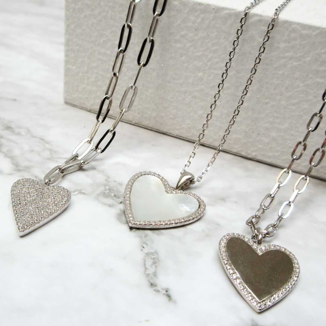 Miss Mimi Large Contour Heart on chain - Gold/Silver