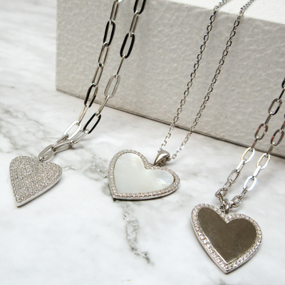 Miss Mimi Large Contour Heart on chain - Gold/Silver