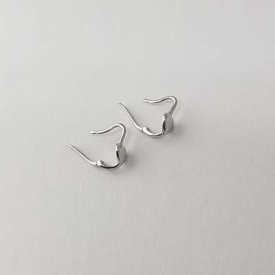 10kt white gold Heart shaped Lever back earring