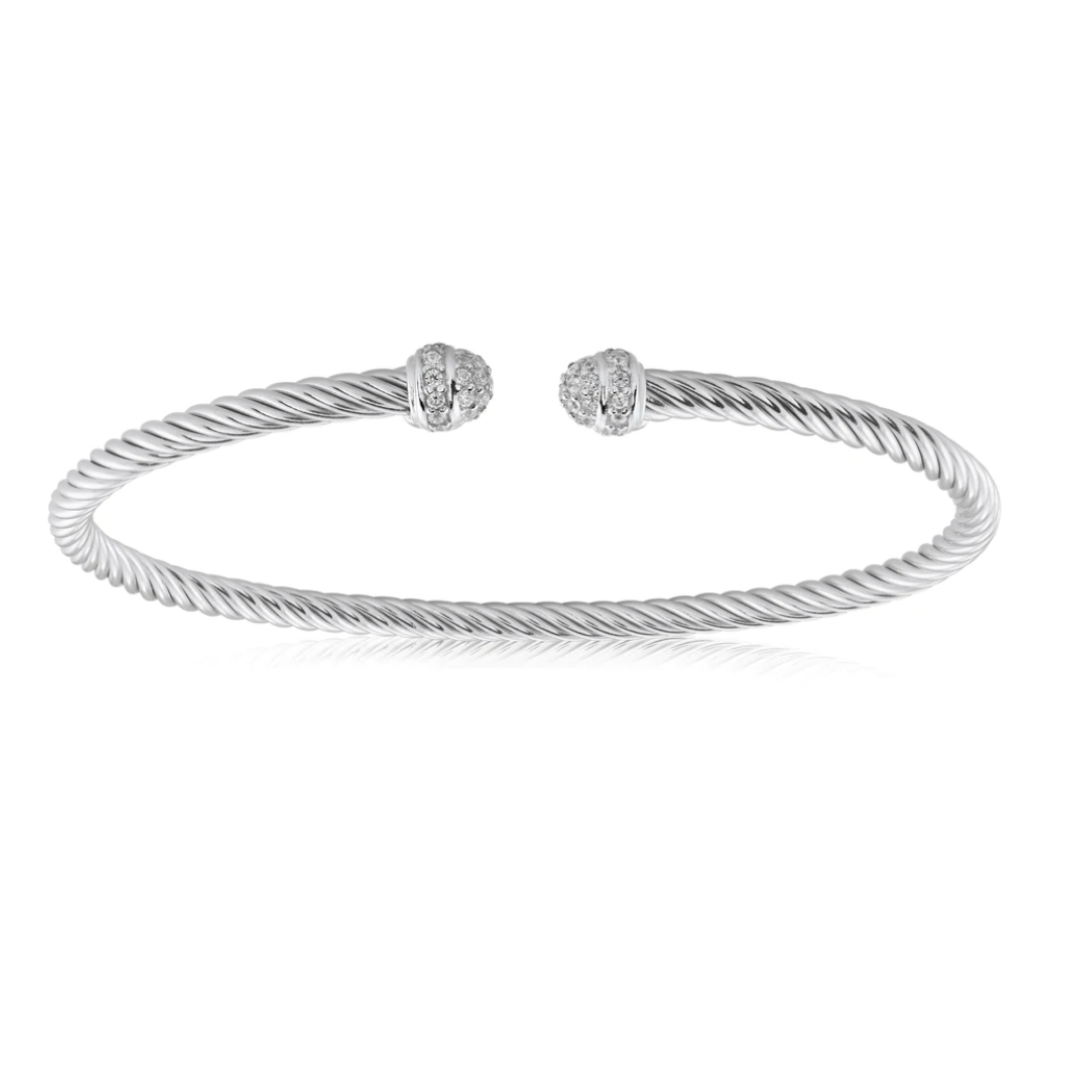 Miss Mimi Pave Mini Twist Bangle with CZ edges