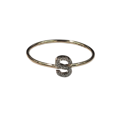 10kt Gold Mini Diamond Initial Ring