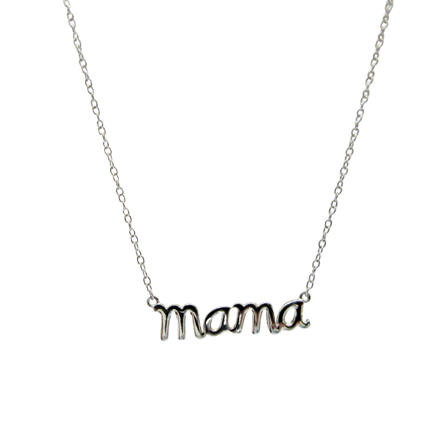 Sterling Silver Cursive Mama Necklace