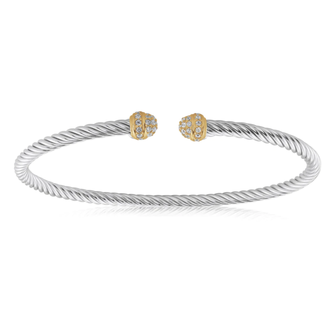 Miss Mimi Pave Mini Twist Bangle with CZ edges