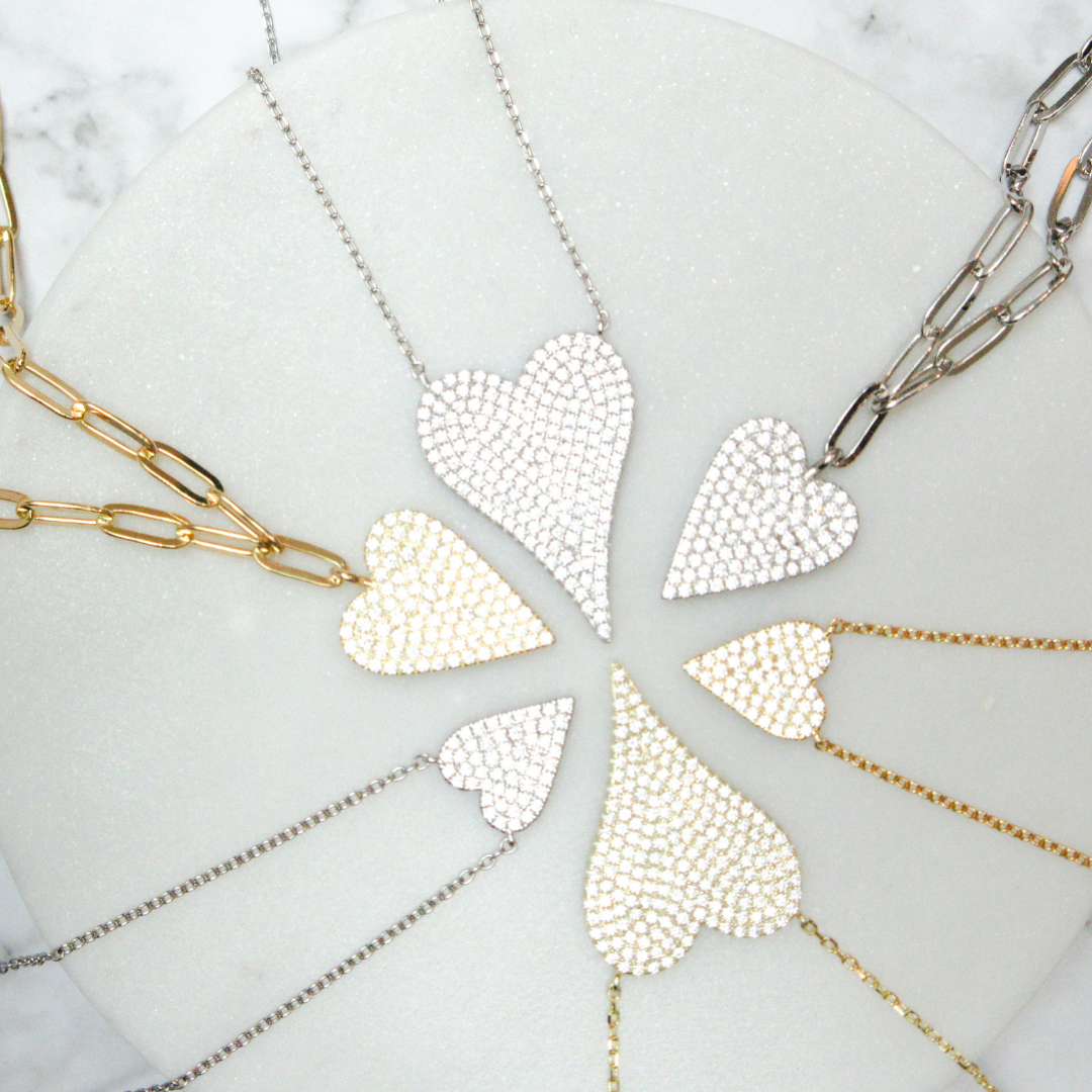 Kassali Long Pave Heart  on chain