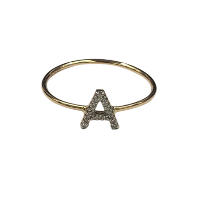 10kt Gold Mini Diamond Initial Ring