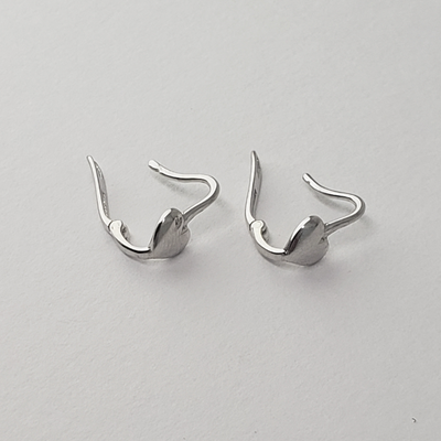 10kt white gold Heart shaped Lever back earring