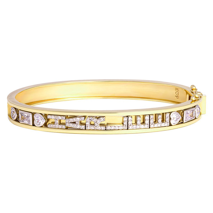 MEDIUM SKINNY SILVER BANGLE (YELLOW)