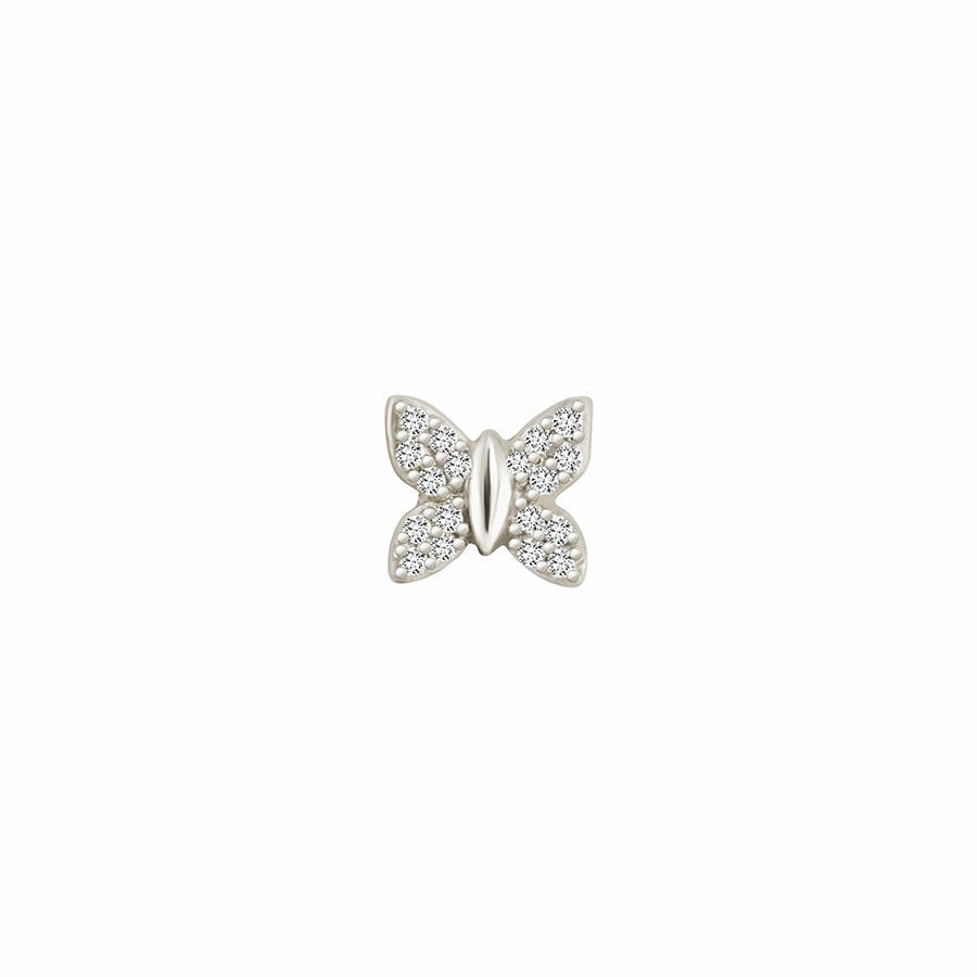 SKINNY SILVER BUTTERFLY CHARM (WHITE)