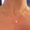 10kt gold 16" Floating Pearl necklace