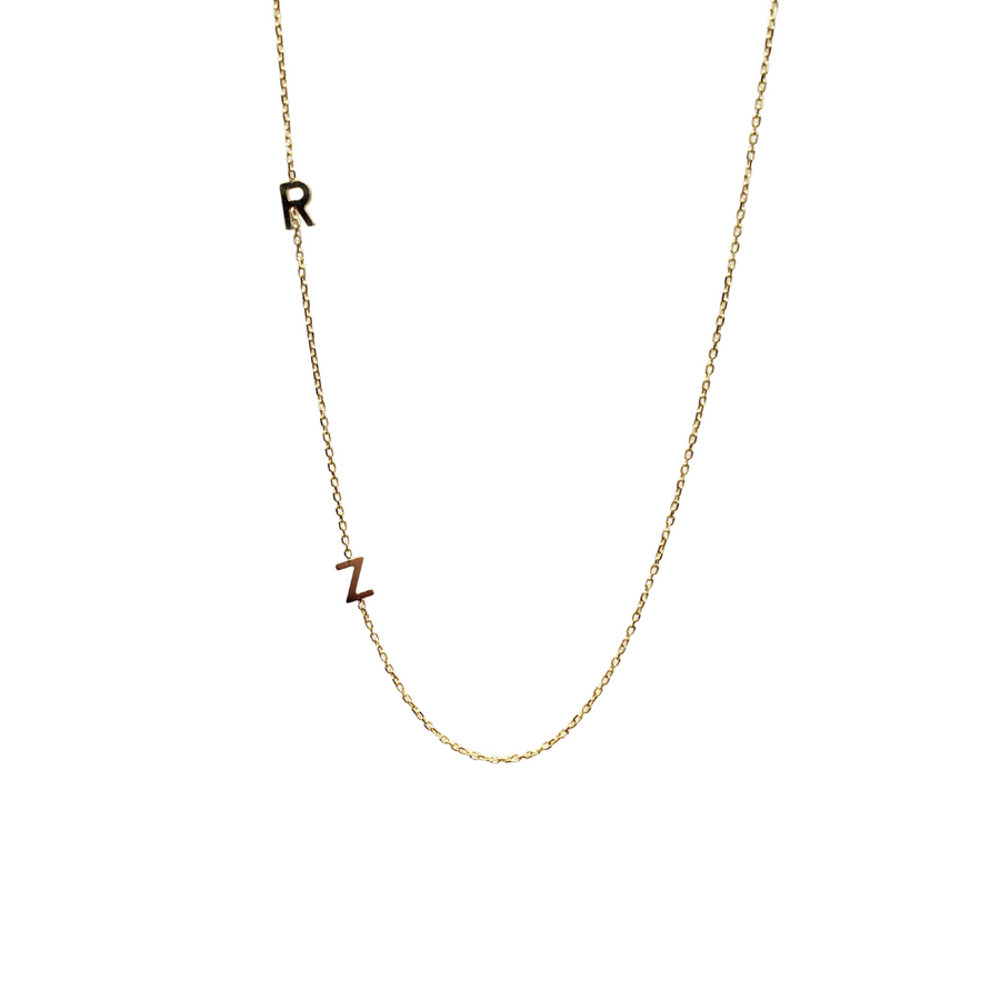 Double Initial Necklace in Gold