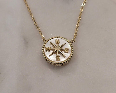 Mother of Pearl Compass Necklace
