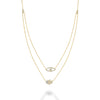 14kt Gold Double Layer Diamond Evil Eye and Diamond Chamsa Necklace