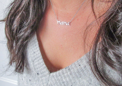 Sterling Silver Cursive Mama Necklace