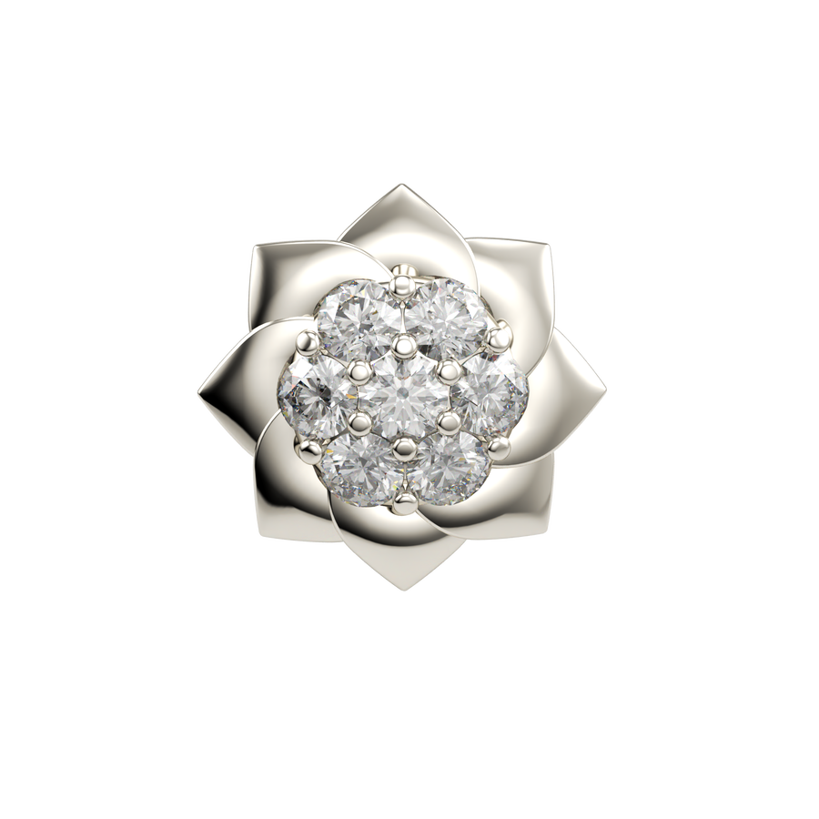 SKINNY SILVER SUNFLOWER CHARM (WHITE)