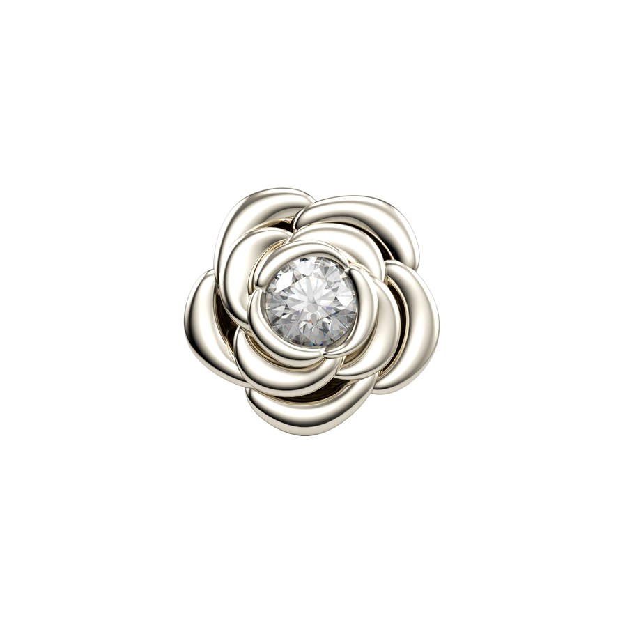 SKINNY SILVER ROSE  CHARM (WHITE)