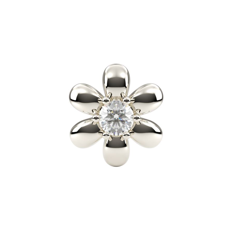 SKINNY SILVER DAISY CHARM (WHITE)