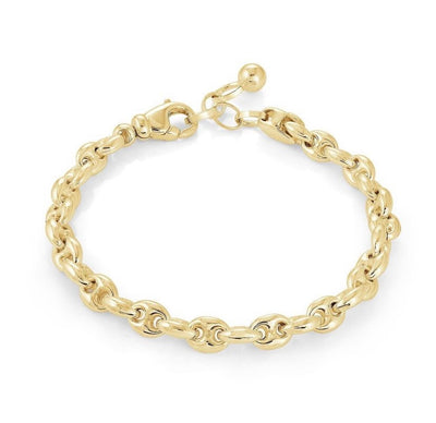 Miss Mimi Small Flat Coffee Bean Bracelet - Gold/Silver