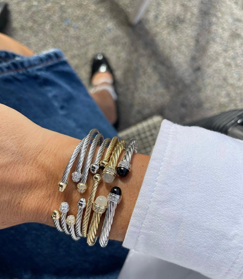 Miss Mimi Pave Mini Twist Bangle with CZ edges