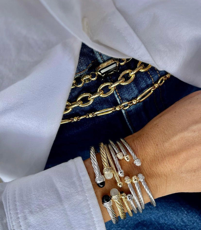 Miss Mimi Pave Mini Twist Bangle with CZ edges