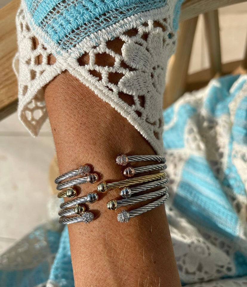 Miss Mimi Pave Mini Twist Bangle with CZ edges