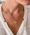 Miss Mimi Large Contour Heart on chain - Gold/Silver