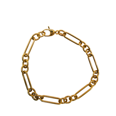 10kt Yellow gold ORO Small Round Tube Link Bracelet