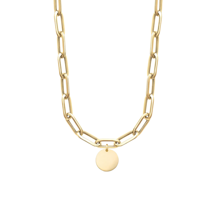 Miss Mimi Round Disc on Paper Link Chain