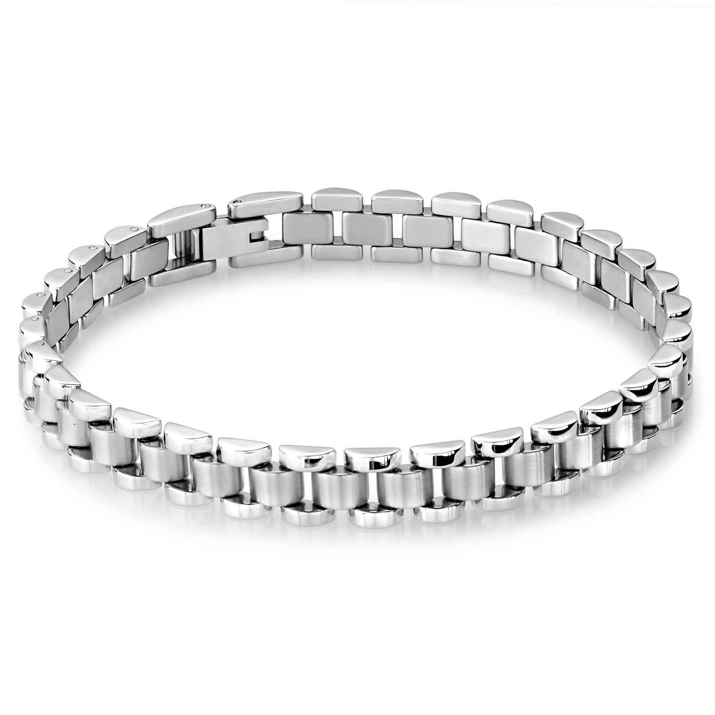Italgem Ion Plated Stainless Steel Swiss Bracelet - Silver