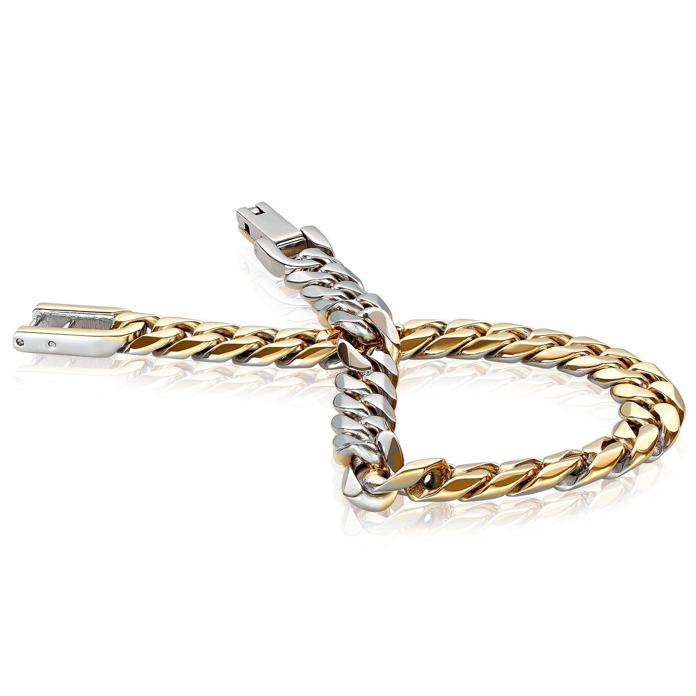 Italgem 7.7mm Curb Link Bracelet - Reversible Silver/Gold