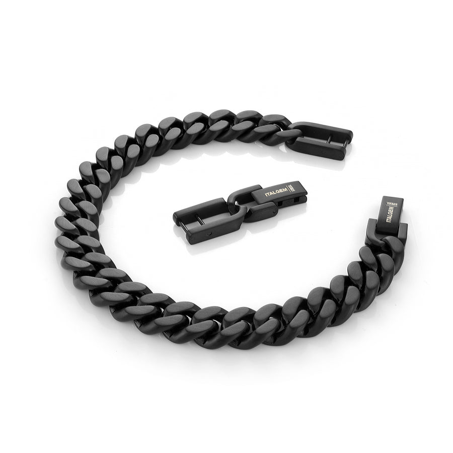 Italgem Black Matte Steel 10MM Curb Link Bracelet