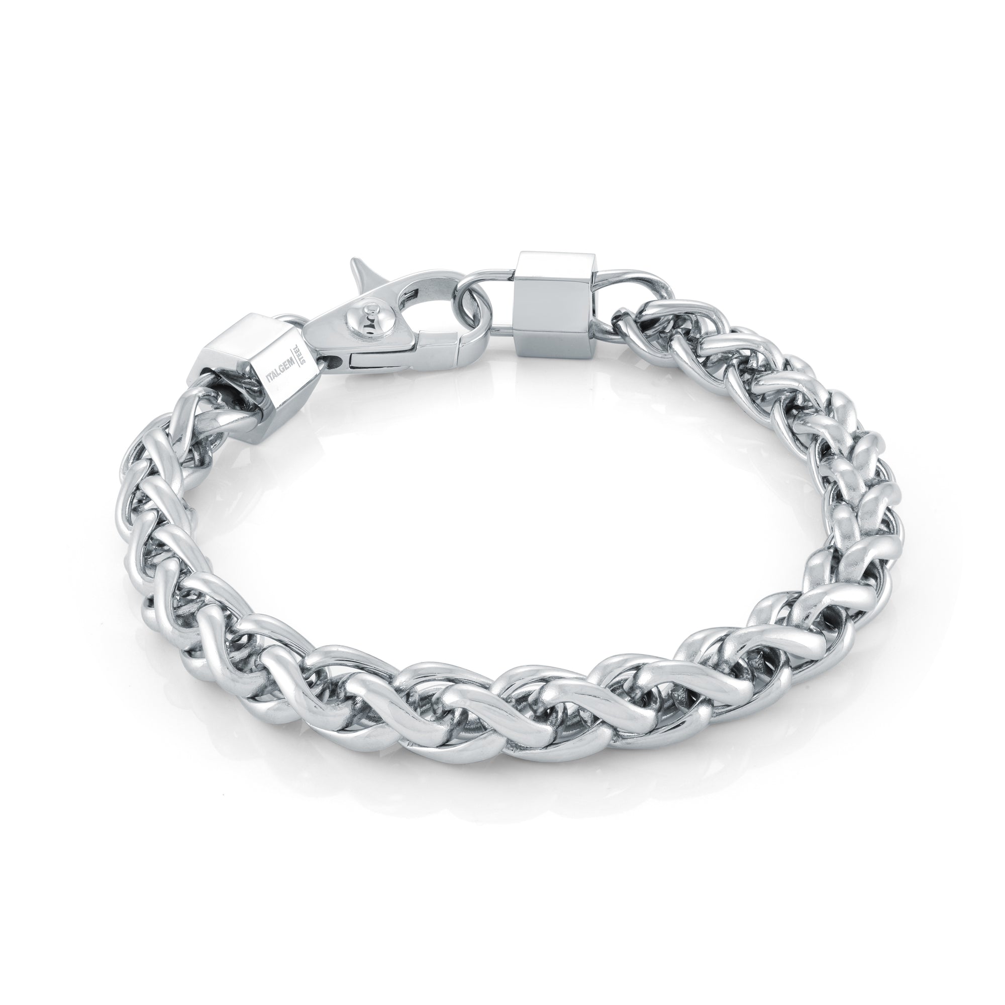 Italgem 8mm Wheat Link Bracelet - Silver