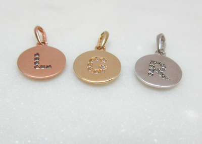 14kt Gold CZ Initial Discs