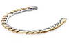 Italgem Stainless Steel Figaro Link Bracelet - Half Silver/Gold