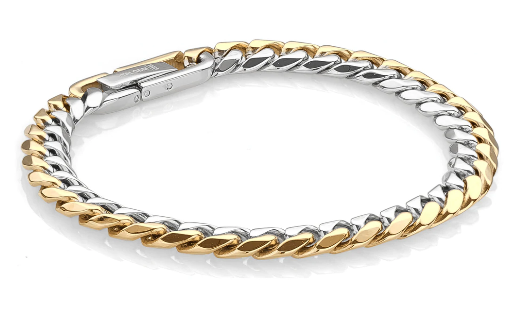 Italgem 7.7mm Curb Link Bracelet - Half Silver/Half Gold