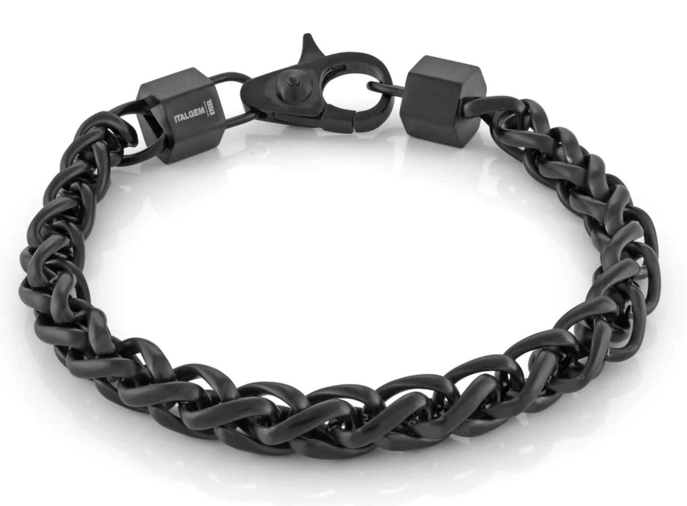 Italgem 8mm Wheat Link Bracelet - Black