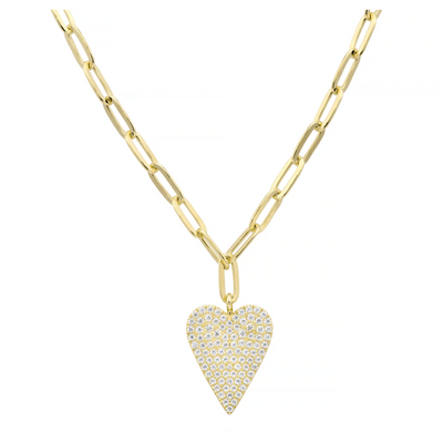 Miss Mimi Sharp Pave Heart on Oval Link Chain - Gold/Silver