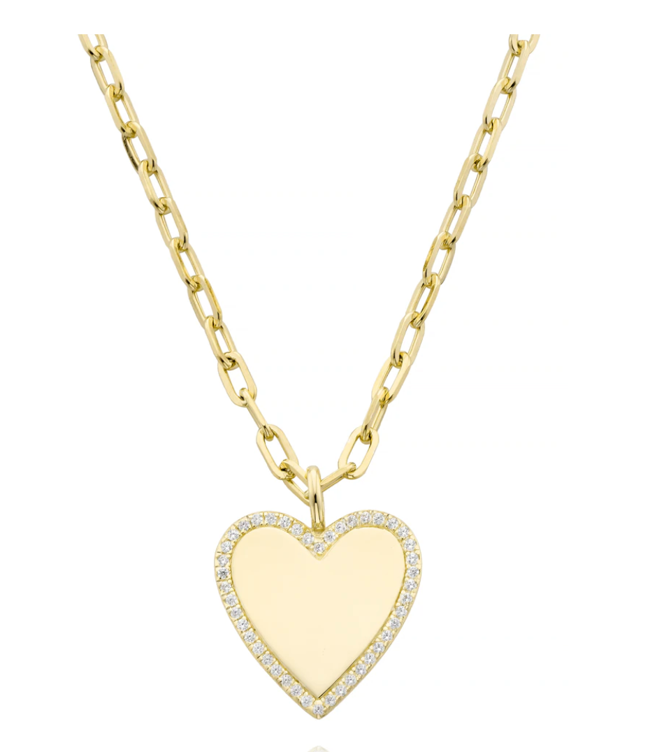 Miss Mimi Large Contour Heart on chain - Gold/Silver