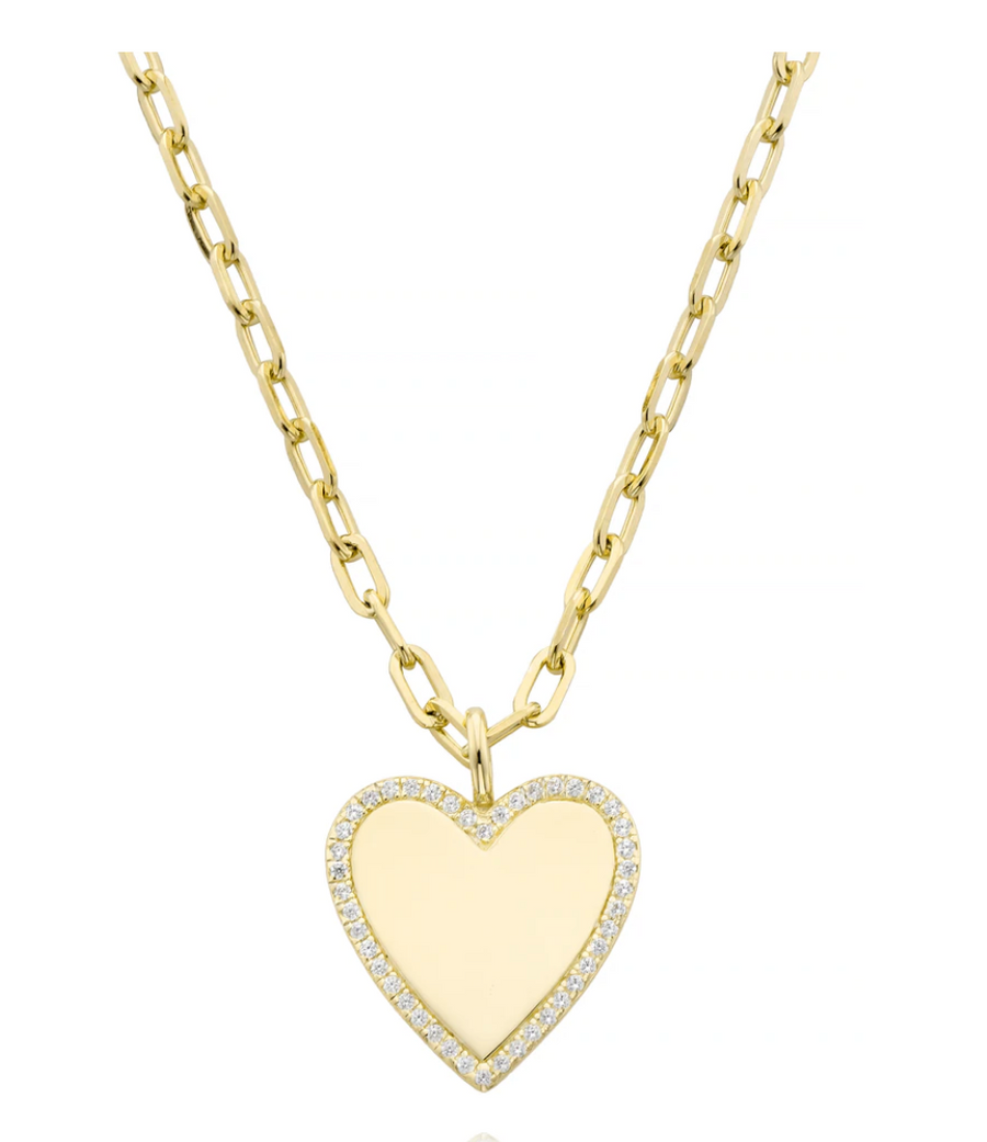 Miss Mimi Large Contour Heart on chain - Gold/Silver