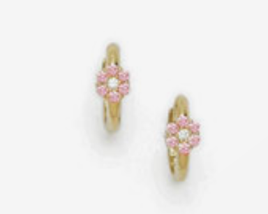 14KT Flower Huggies - Pink