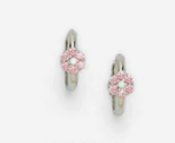 14KT Flower Huggies - Pink