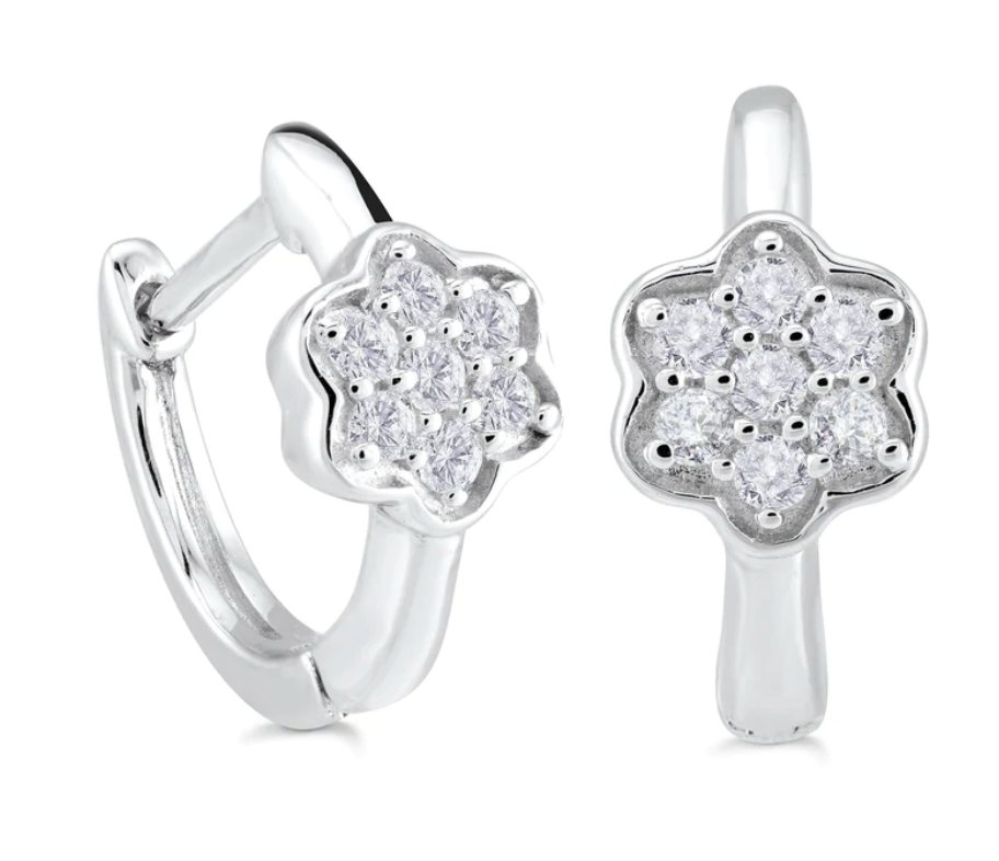 Sterling silver Flower Mini Hoops